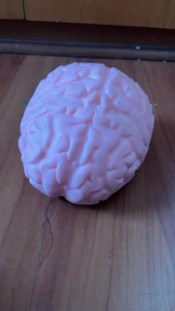 Cerebro de goma antiestrés color rosa