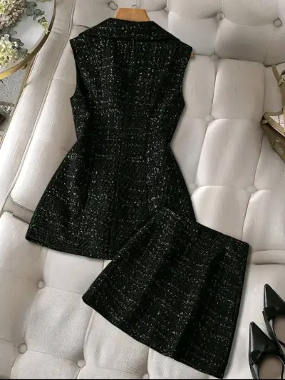 Conjunto shein blazer y falda negro - miniatura 2