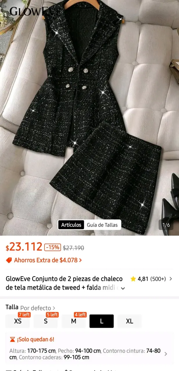 Conjunto shein blazer y falda negro - 3