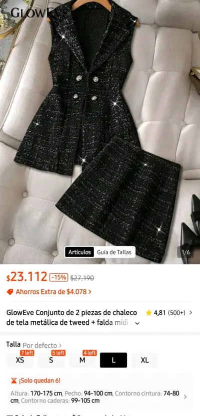 Conjunto shein blazer y falda negro - miniatura 3