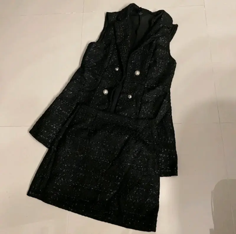 Conjunto shein blazer y falda negro - 4