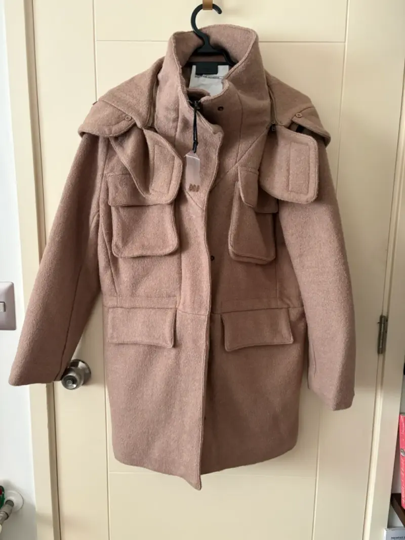 Abrigo de lana con capucha color beige Yeouya - 2