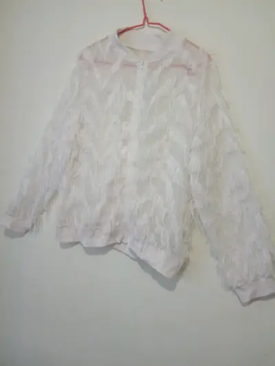Chaqueta de flecos blanca Shein talla XL - miniatura 1