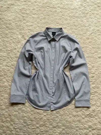 Camisa de rayas blanco y azul para mujer - miniatura 1