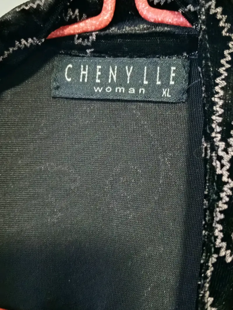 Chaqueta de terciopelo negro con diseño floral para mujer - 2