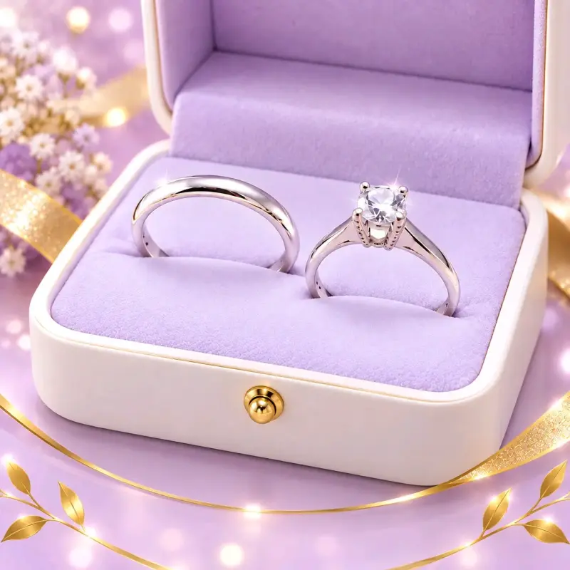 Set de anillos de compromiso y boda en plata