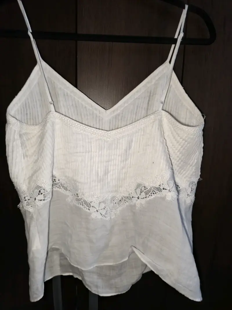 Blusa de tirantes blanca con encaje Zara - 4