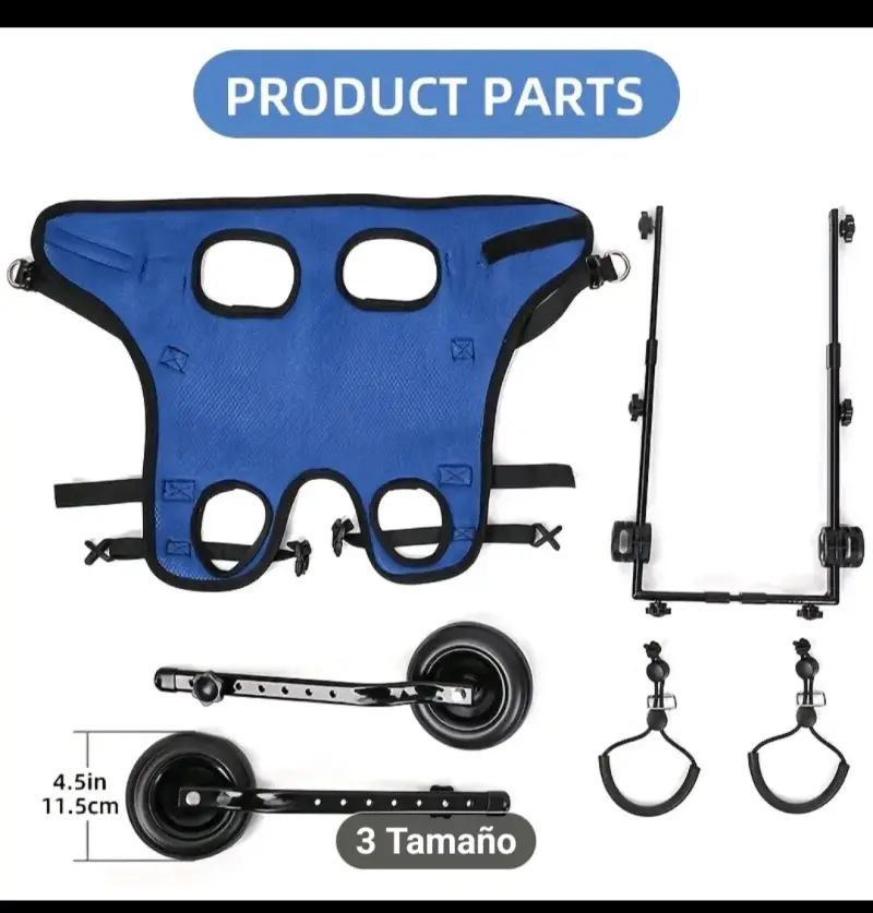 Silla de ruedas para perro ajustable azul - 3