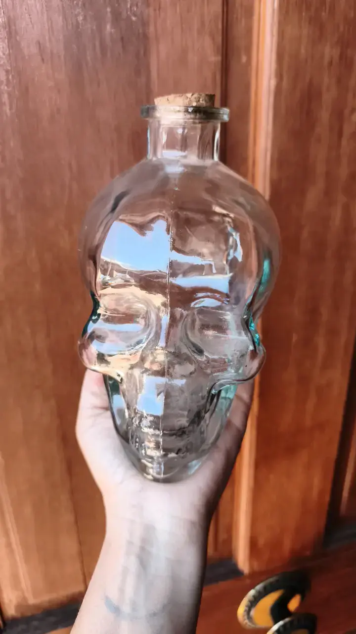 Botella de vidrio en forma de calavera - 4