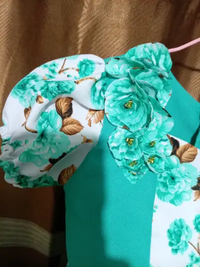 Vestido de Huasa infantil floral verdecon volantes - miniatura 2