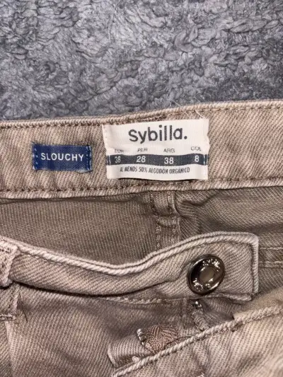 Pantalones beige Sybilla Slouchy de algodón - miniatura 3