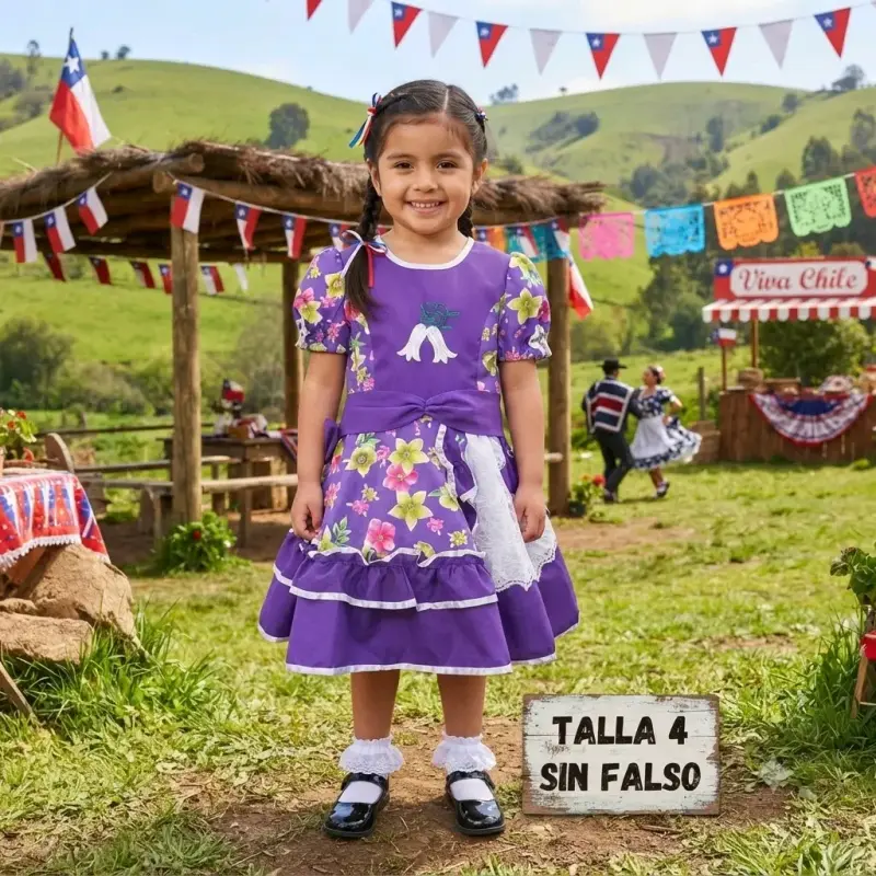 Vestido de Huasa Infantil Talla 4 - 1