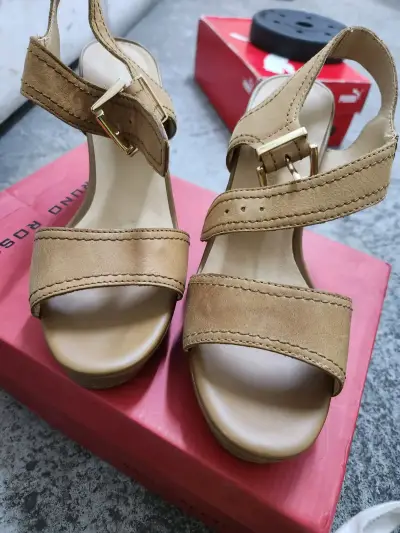 Sandalias de tacón alto color duna vicuña - miniatura 1