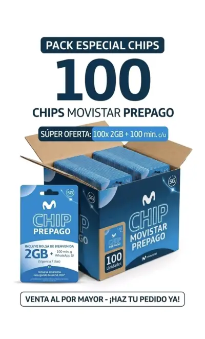 Pack Especial de 100 Chips Movistar Prepago - miniatura 2