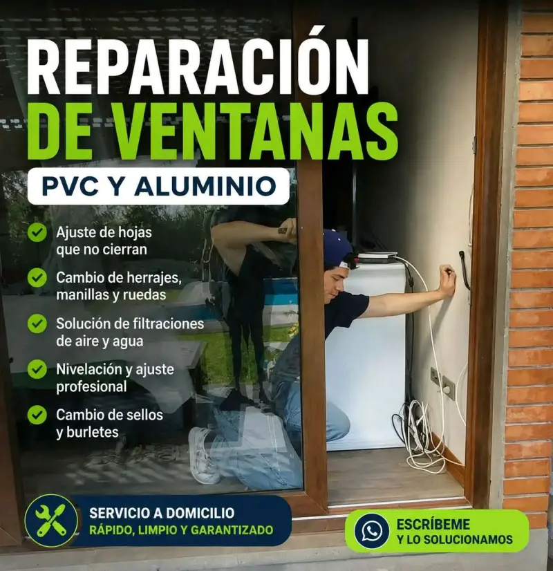 Servicio de reparación de ventanas PVC y aluminio