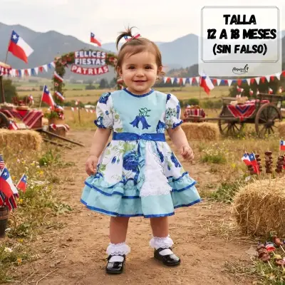 Vestido Huasa Bebé 12 a 18 meses - miniatura 1