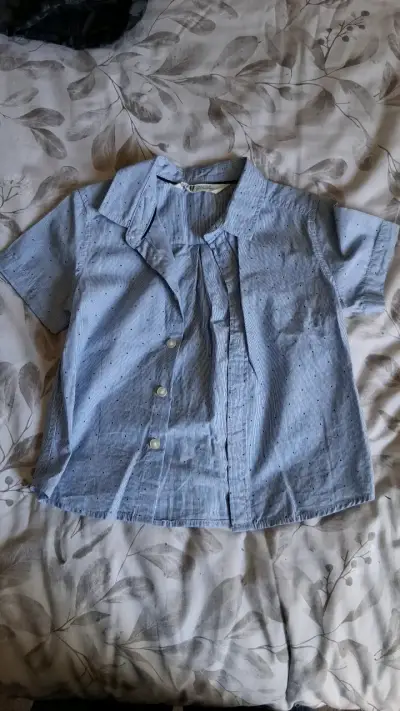 Camisa de niño azul a rayas H&M - miniatura 1