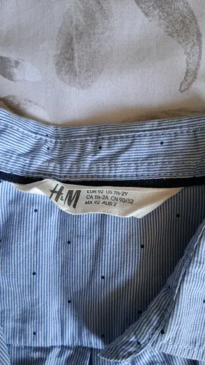 Camisa de niño azul a rayas H&M - miniatura 2