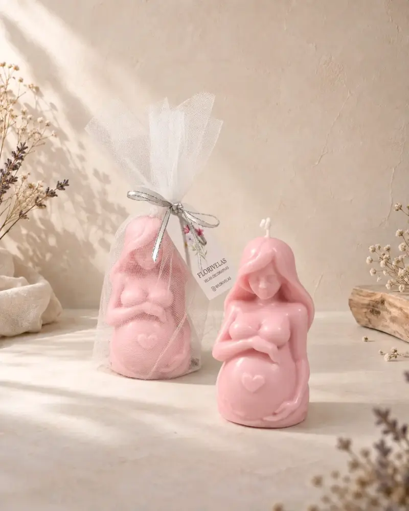 Vela decorativa figura de mujer embarazada