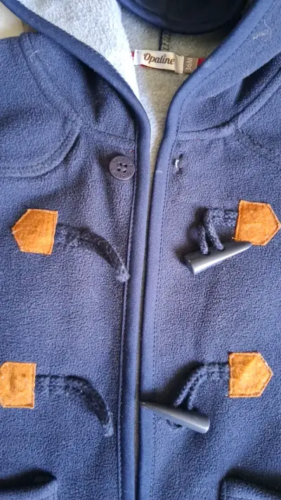 Abrigo de lana azul con capucha para niño Opaline - miniatura 3