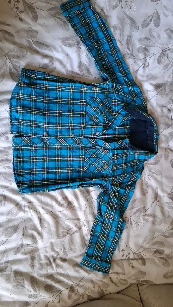 Camisa de franela a cuadros azul para hombre