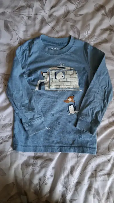 Polera manga larga azul para niño Carter's - miniatura 1