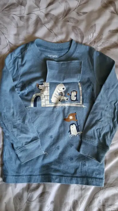 Polera manga larga azul para niño Carter's - miniatura 2