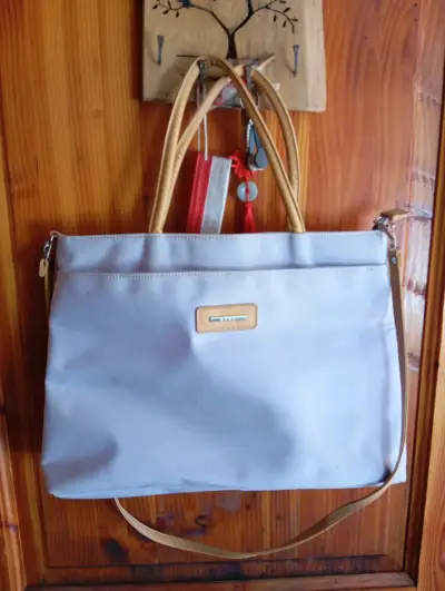 Bolso tote grande color morado con asas dobles - miniatura 1