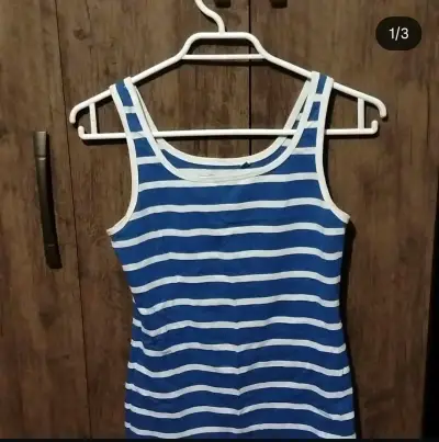 Polera a rayas azul y blanco talla S - miniatura 1