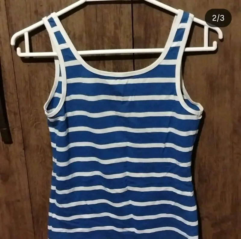 Polera a rayas azul y blanco talla S - 2