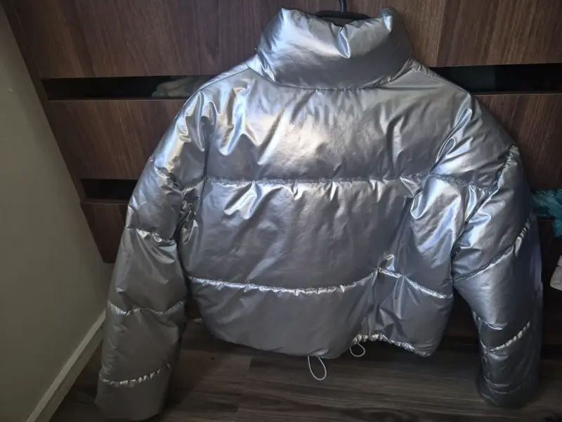 Chaqueta Puffer Plateada Acolchada H&M - 2
