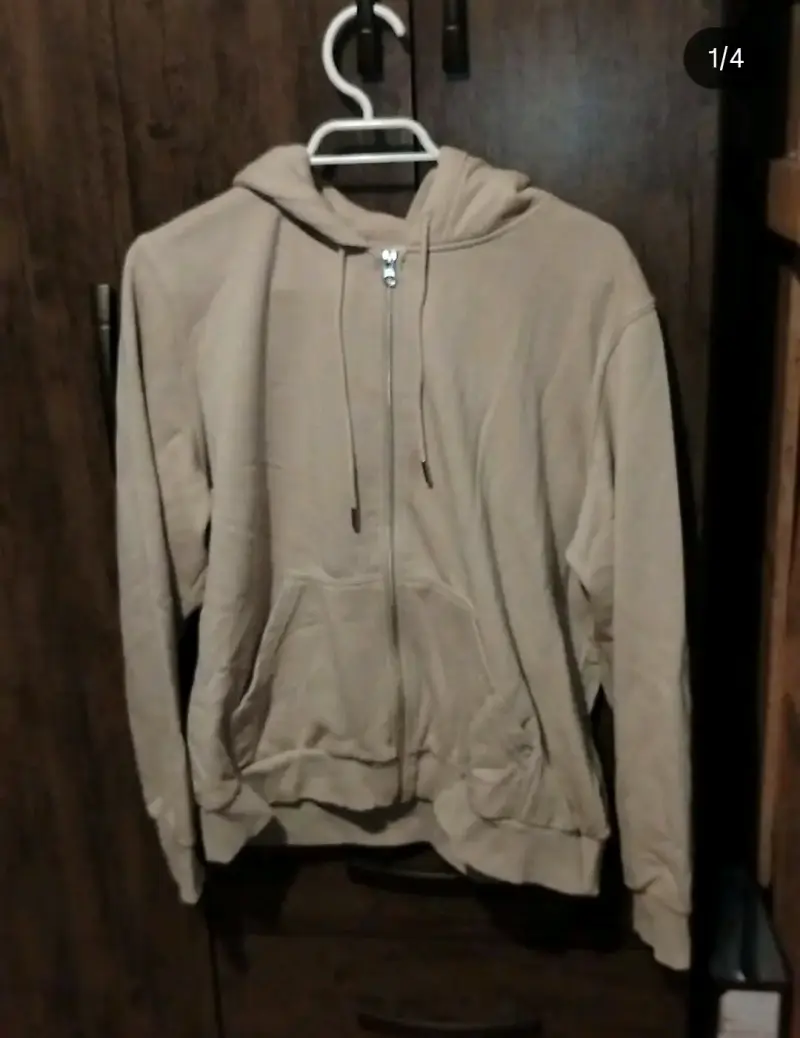 Polerón beige con capucha y cierre H&M talla L - 1