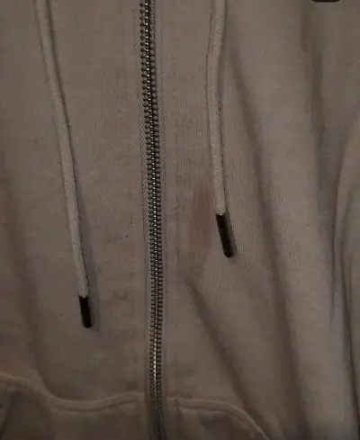 Polerón beige con capucha y cierre H&M talla L - miniatura 2