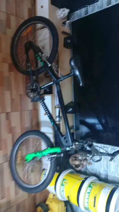 Bicicleta BMX negra y verde para niños - miniatura 1