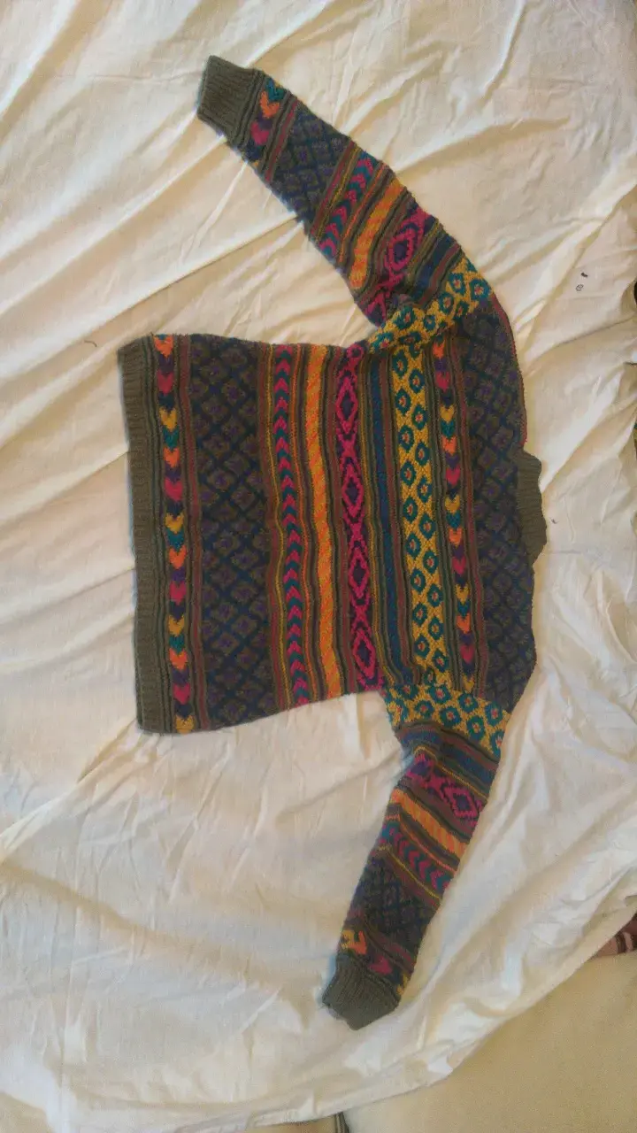 Suéter de lana multicolor con diseño étnico tallaM - 2