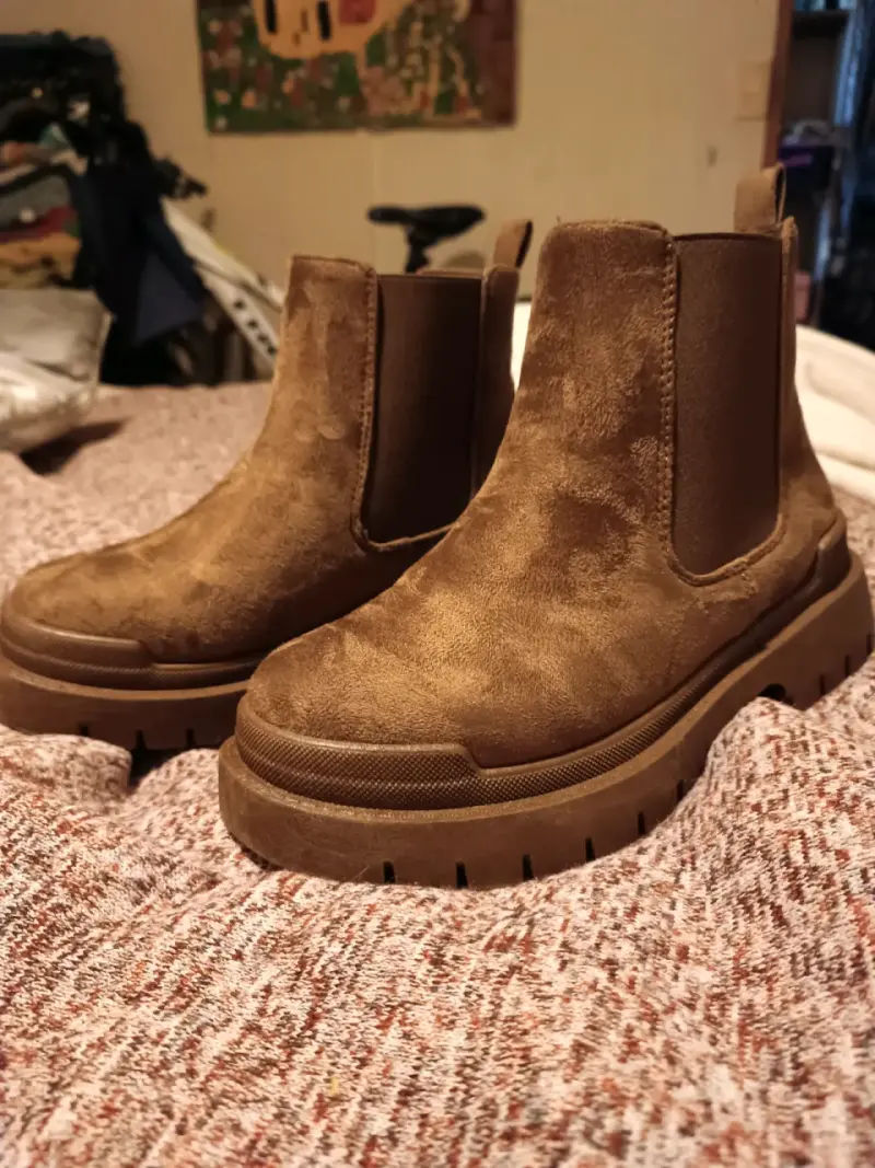 Botines Chelsea de gamuza marrón para mujer - 2