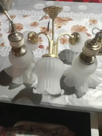 Lámparas de techo vintage con tulipas de vidrio - miniatura 1