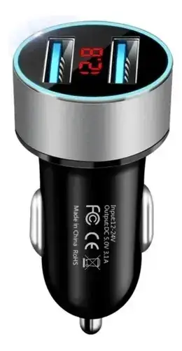 Cargador USB para auto con doble puerto y pantalla LED - miniatura 1