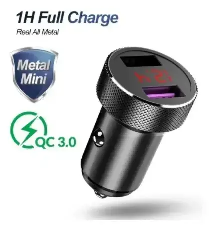 Cargador USB para auto con doble puerto y pantalla LED - 2