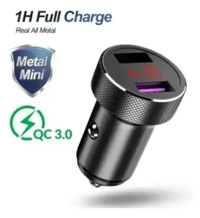 Cargador USB para auto con doble puerto y pantalla LED - miniatura 2