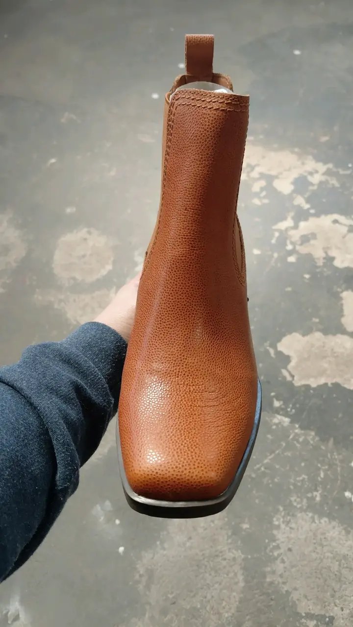 Botines de cuero marrón con tacón bajo - 3
