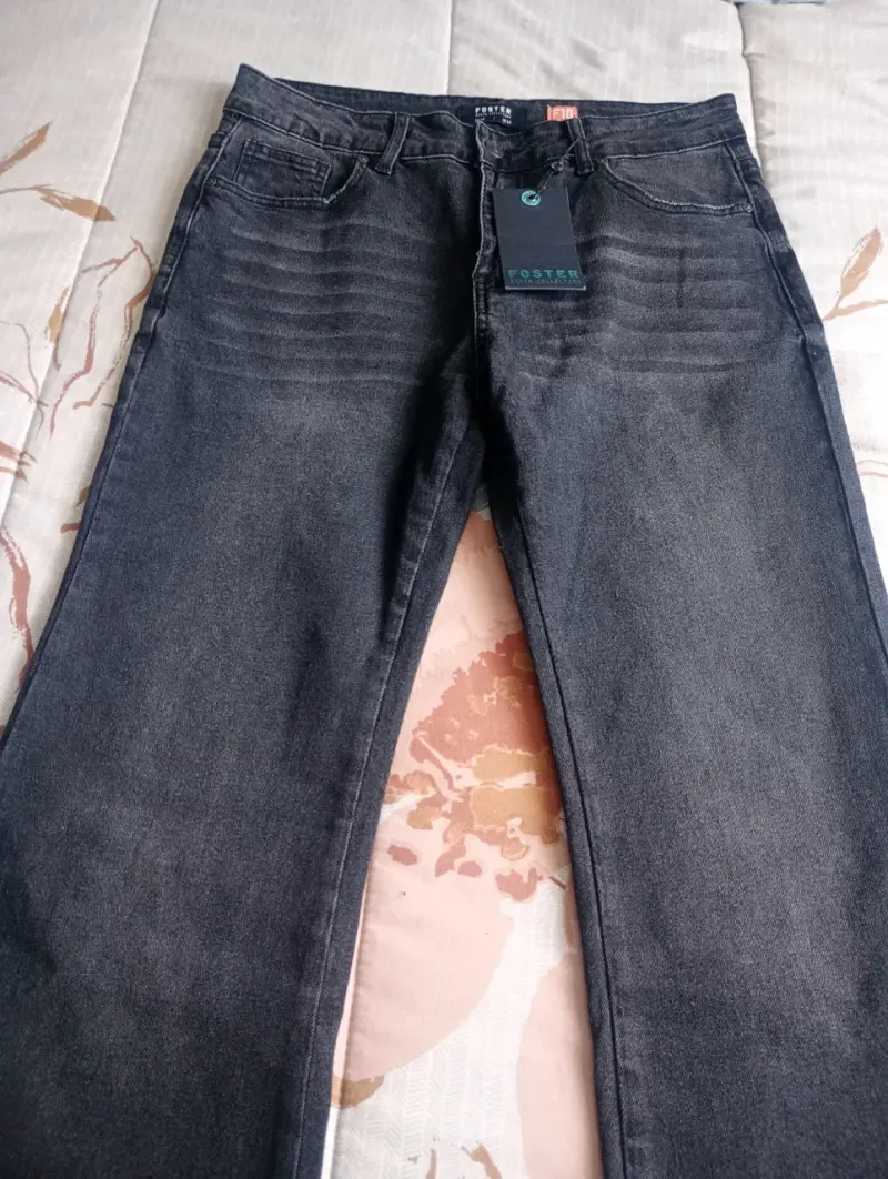 Jeans anchos gris oscuro para mujer - 2