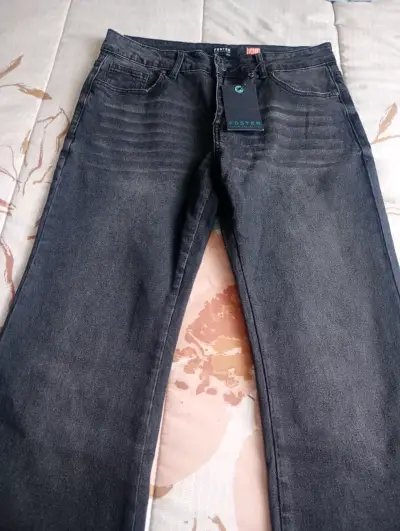 Jeans anchos gris oscuro para mujer - miniatura 2
