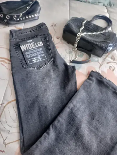 Jeans anchos gris oscuro para mujer - miniatura 4