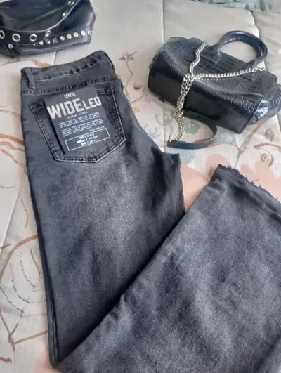 Jeans anchos gris oscuro para mujer - miniatura 5