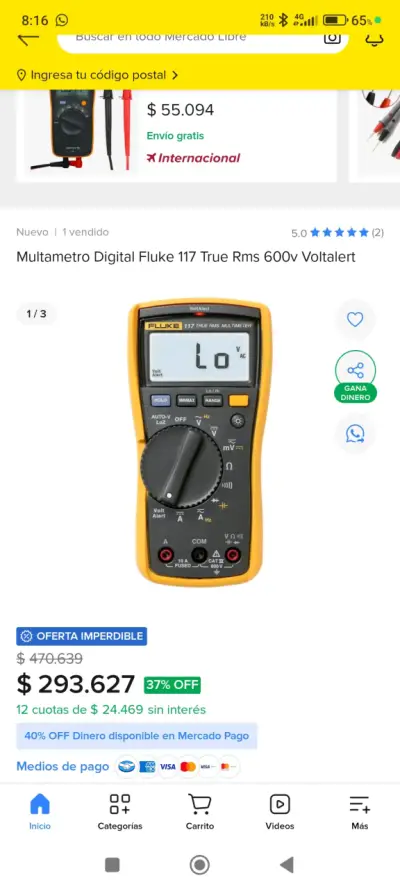 Multímetro Digital Fluke 117 con VoltAlert - miniatura 2
