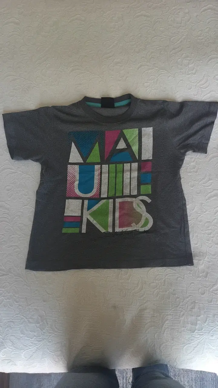 Polera gris para niños con diseño colorido
