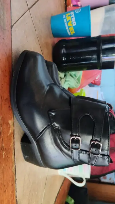 Botines negros de cuero para niños talla 32 - miniatura 3