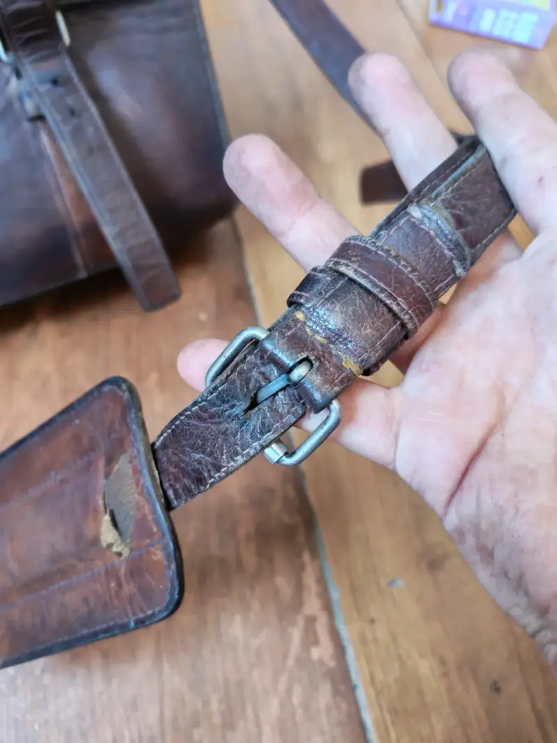 Maletín de cuero vintage marrón correa ajustabl - 6