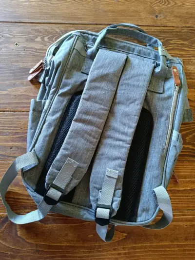Mochila pañalera detalles de cuero - miniatura 2
